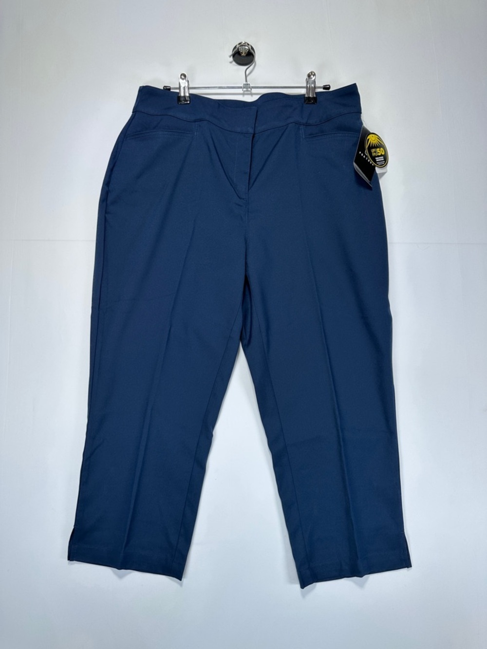 PGA Tour Golf Capri Pants Blue Stretch Pull-On UV Protection Size 12 NWT